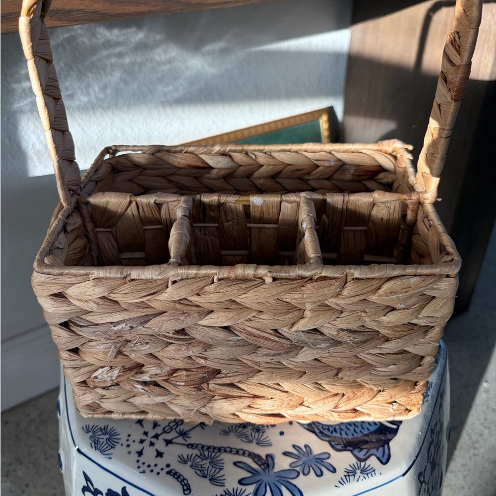 Woven Basket Utensil Holder